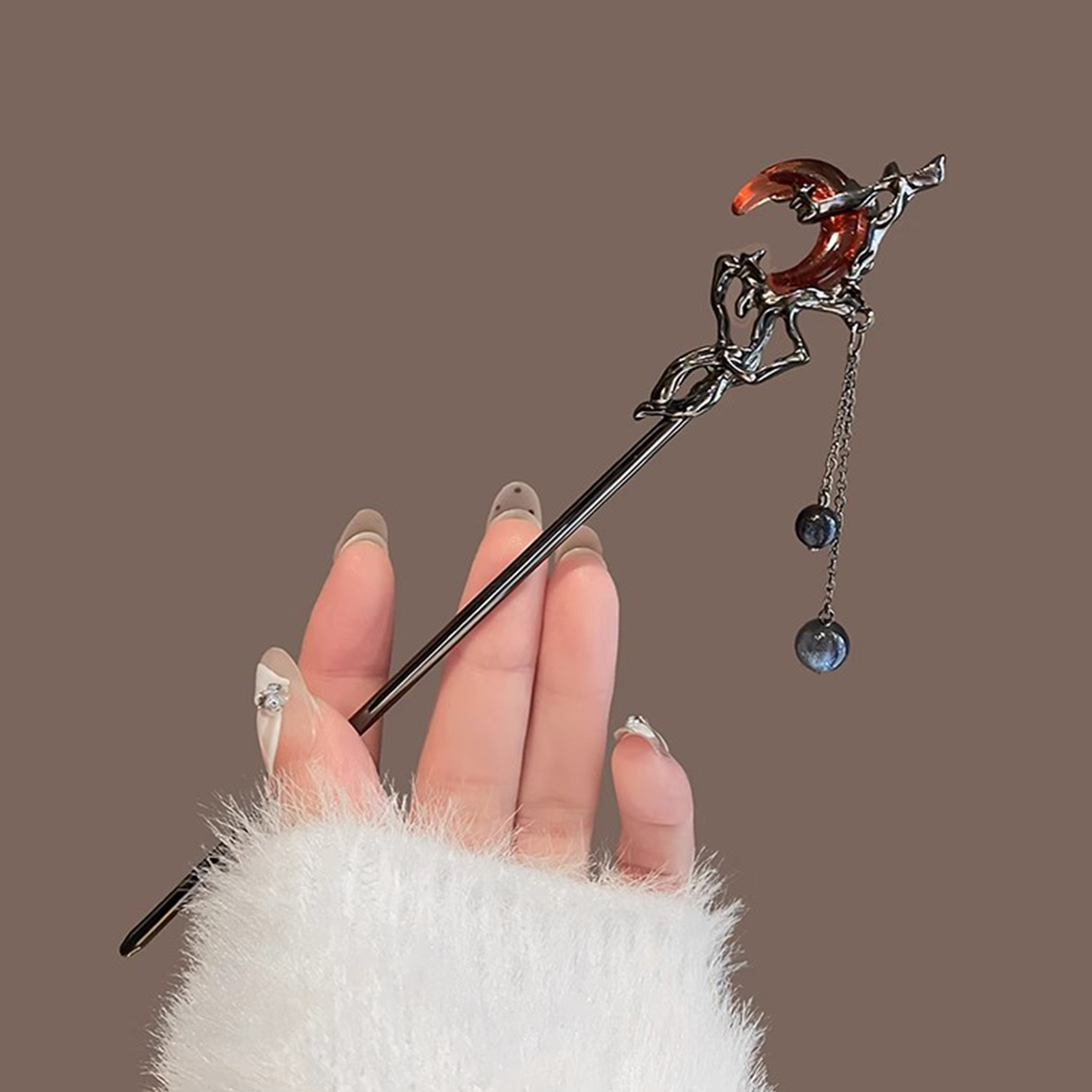 Female Red Moon Shaped Hair St - Hanbok Hair Pin 评论和价格