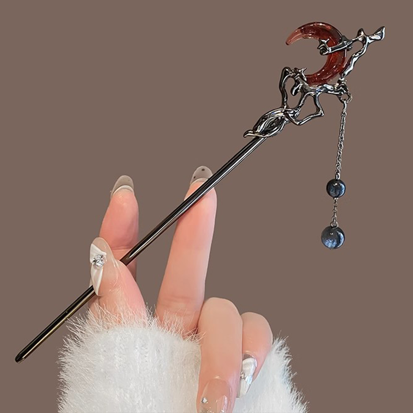 Female Red Moon Shaped Hair St - Hanbok Hair Pin 评论和价格