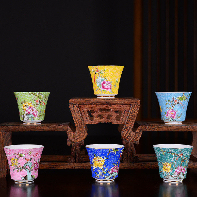 Gold Silver Cloisonne Enamel C - Celadon Ceramic Cup 评论和价格